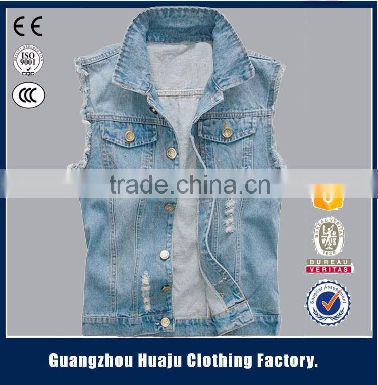 Hot Sell High Quality Fashion Young Men Casual waistcoats Denim Vest For Men