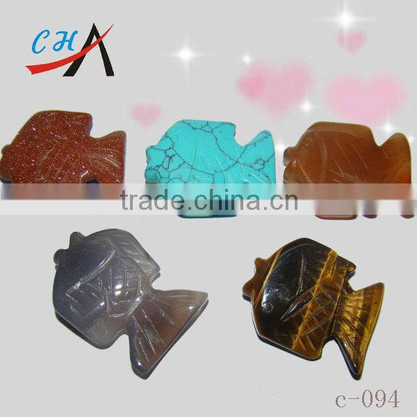 Gemstone Carved Fish key chain