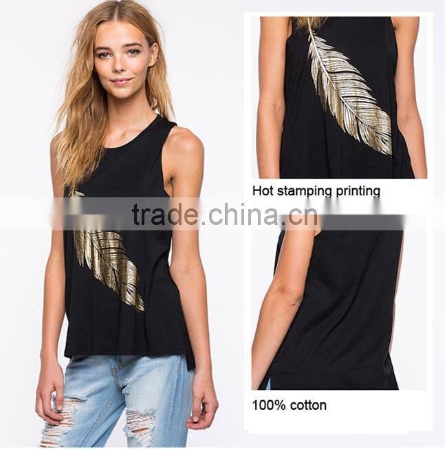 New style factory supply custom design cotton black women t-shirt wholesale lady tops