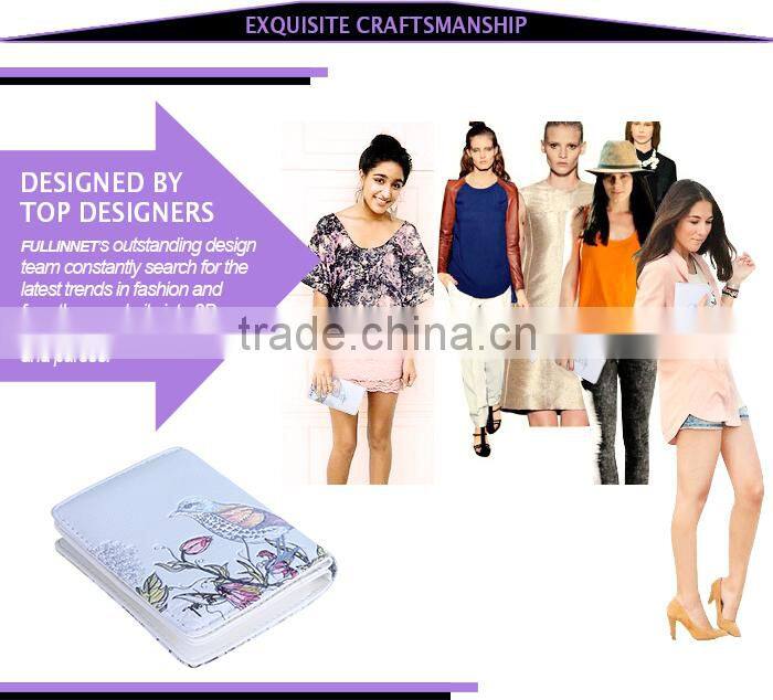 Guangzhou New Design Love Birds Printed PU Wallets and Purses with zipper/Wholesale Fashion Gift