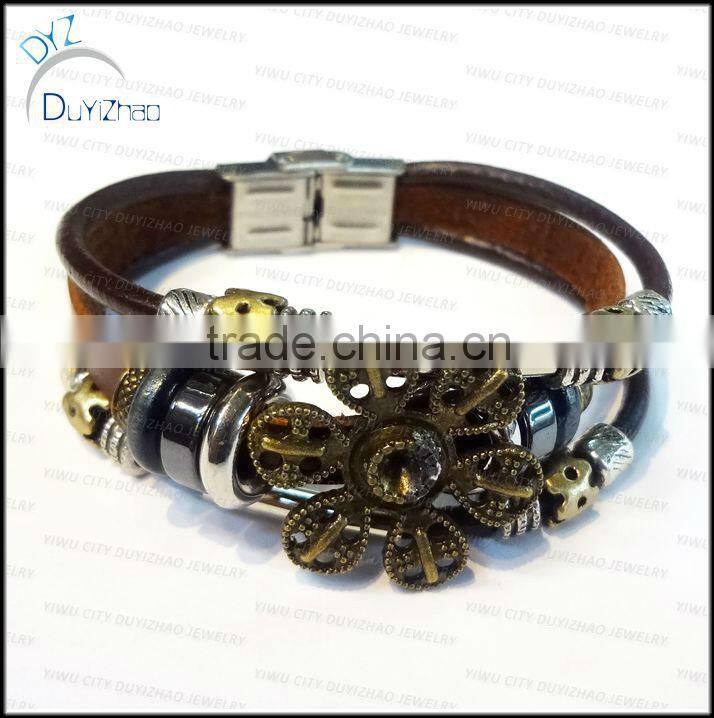 Wholesale Newest Cheap Leather Bracelet Chunky Leather Bracelet