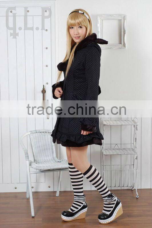 Cotton Black Polka Dot Lace Lolita Blouse 81039