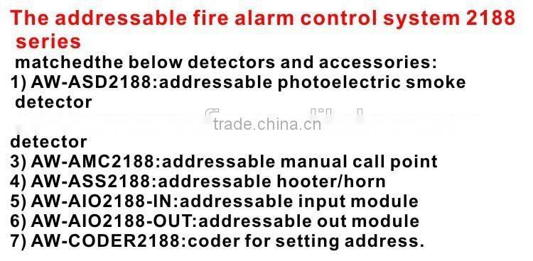 2 wire 100 addresses addressable Fire Alarm Control Panel connect addressable parts