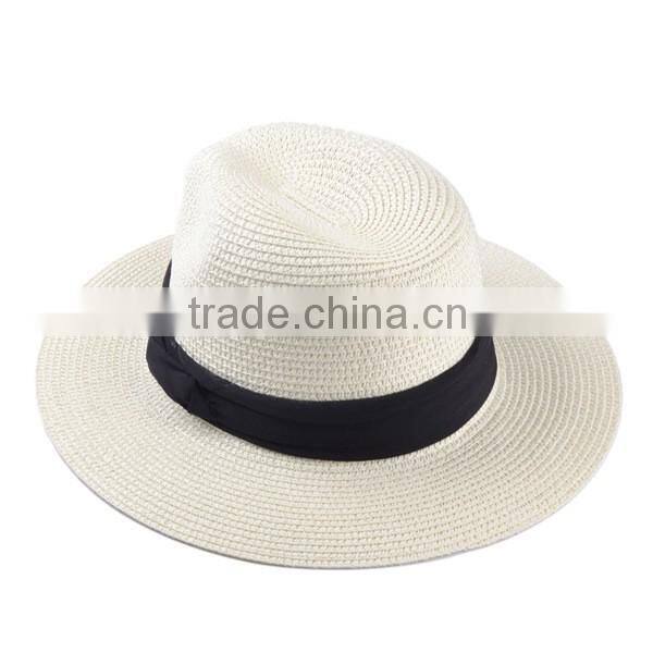 Fashion panama straw hat for women men elegant white fedora hats