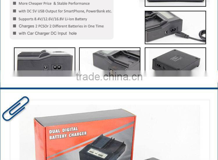 High quality fast double charger for Canon LP-E6 LP-E8 LP-E12 EN-EL14 EN-EL15 battery