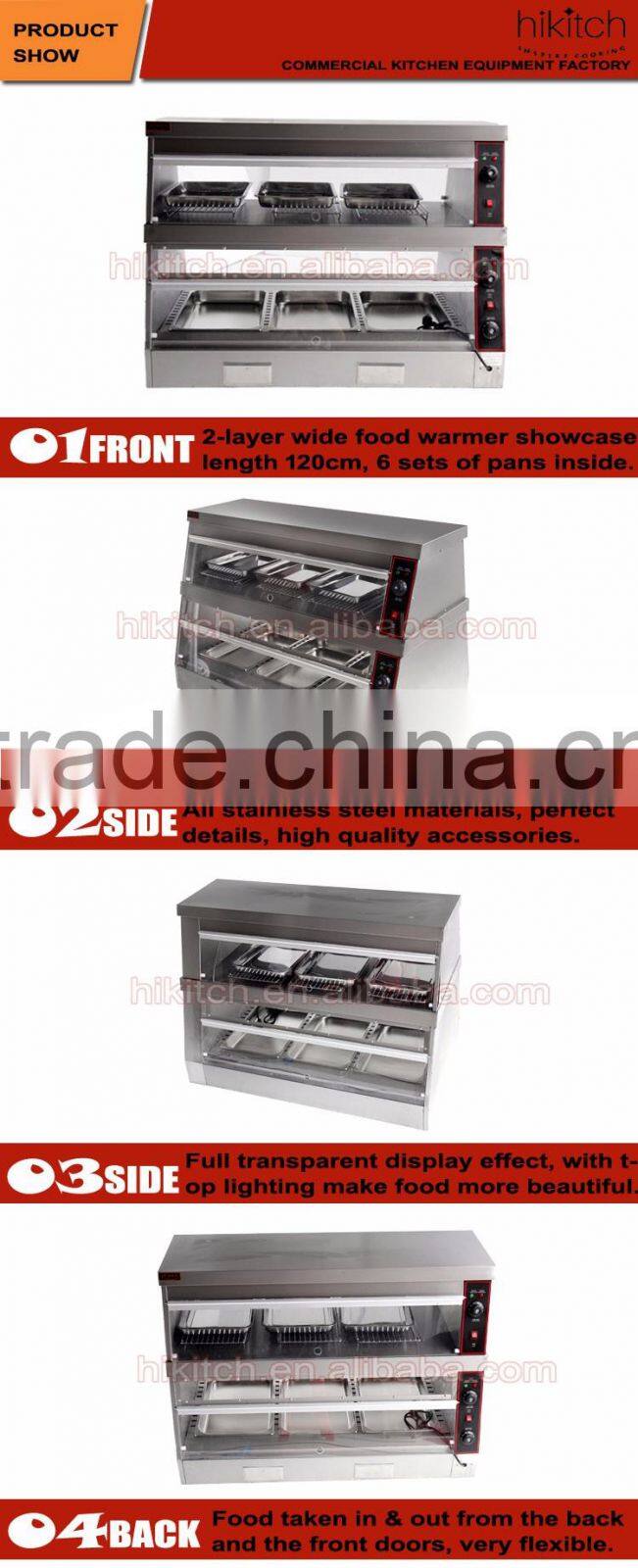 Counter top food warming showcase stainless steel fast food display equipment on sale