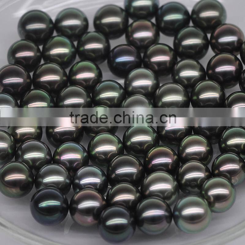 9-10mm AAA black tahitian pearls wholesale perfect round high luster no hole