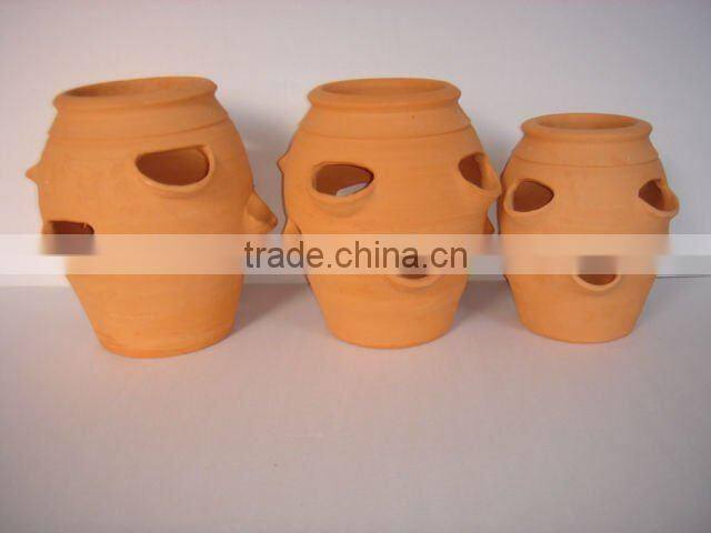 Hand made strawberry planter terracotta