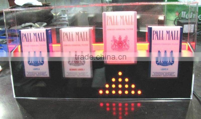 hot sale acrylic cigarette display boxes, led illuminated acrylic tabacco display case