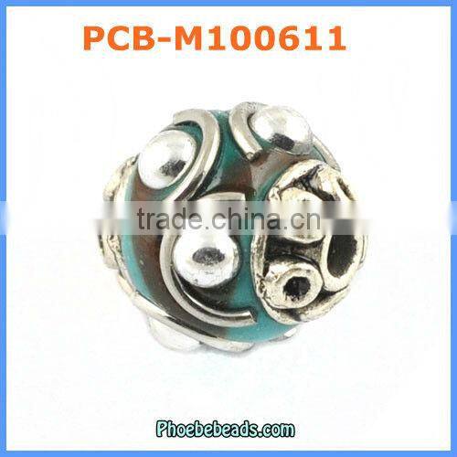 Wholesale Silver Color Indonesia Crystal Metal Jewelry Beads PCB-M100608
