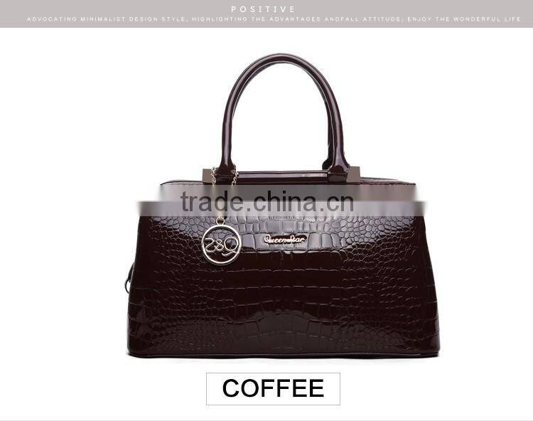 popular fashion pu leather lady handbag with zipper