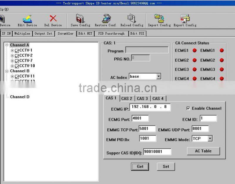IP Multiplexer Scrambler(IP-UDP/multicast Gigabit in,4*MPTS-IP/multicast out)