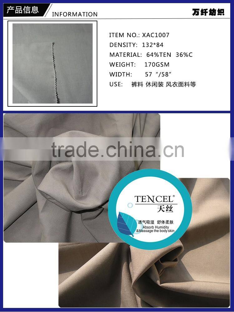 waxed tencel cotton twill woven fabric lady pants material female trousers