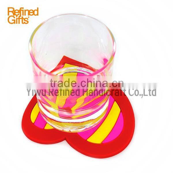 Soft Pvc Bespoke Heart Flower Coasters High Quality Water Cup Pads Promotional gifts