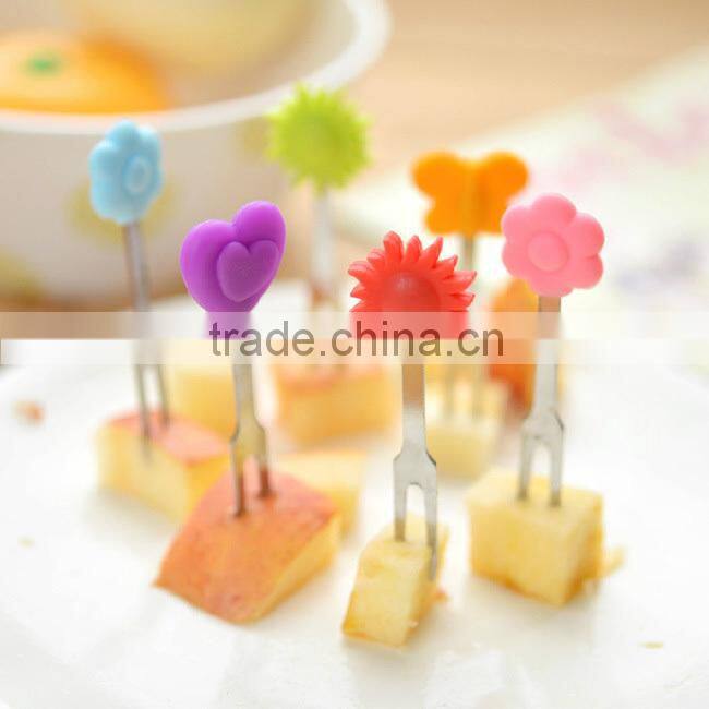 Cute sunflower shape stainless steel silicone fork