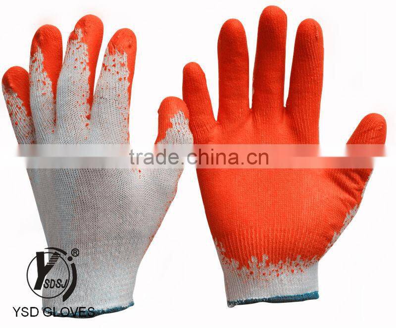 Orange rubber construction gloves