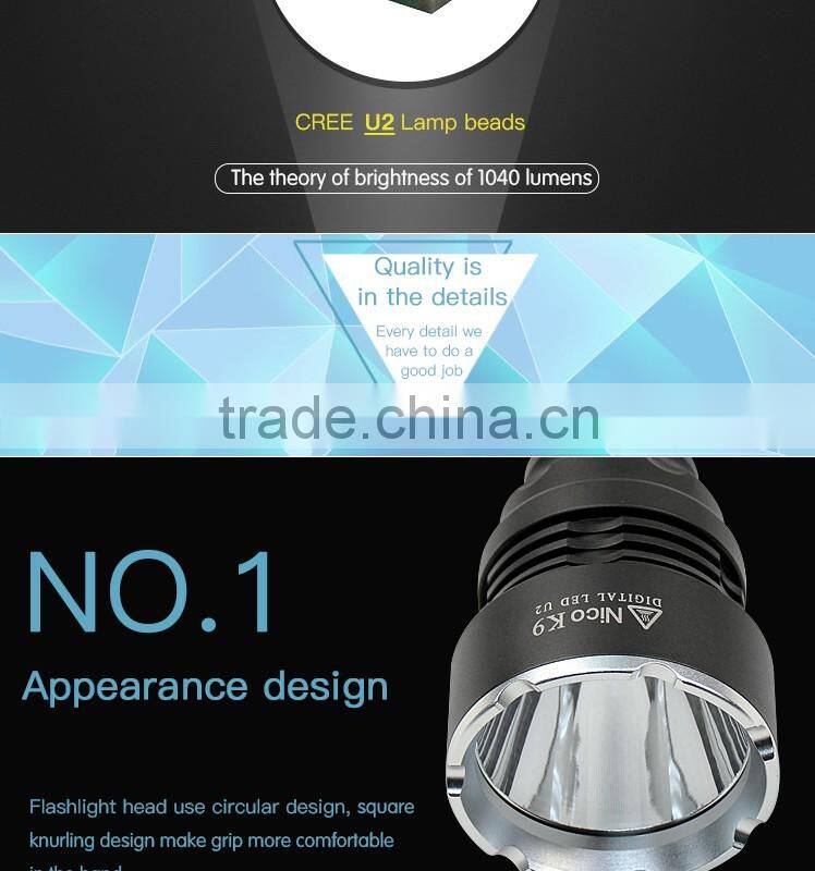 Excellent factory directly xml u2 18650 rechargeable battery torch flashlight