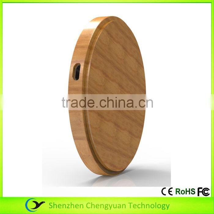 round bamboo wood wireless charger for Samsung Galaxy S7/S7 Edge Qi Wireless Phone Charger