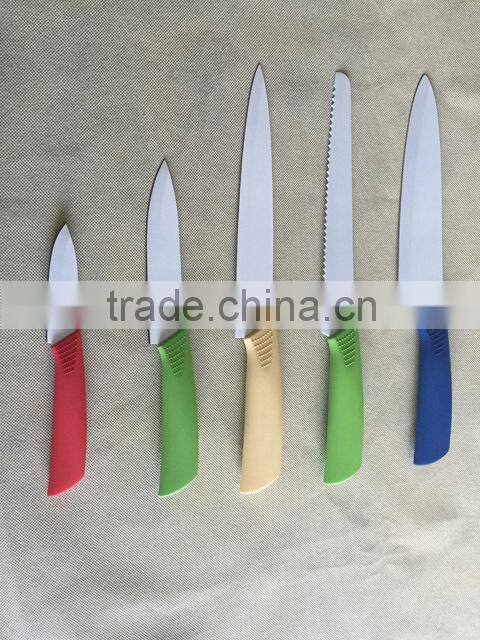 5pcs Ceramic Coating Stainless Steel knife set, Zirconia finish with stainless steel blade