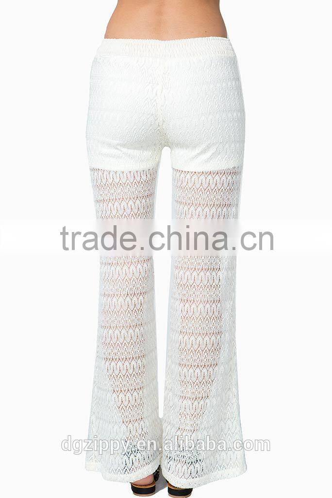 Fashion crochet wide leg pants,full-lined long lace women harem pants