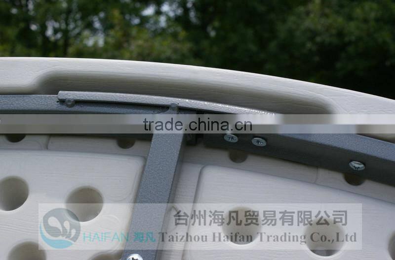 stainless steel bracket PE 6FT outdoor round table for banquet/durable modern round dining table with removable legs