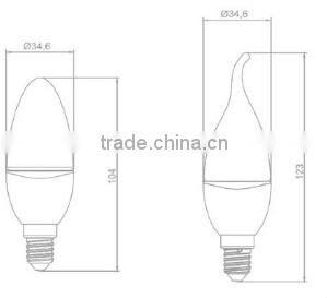 TIWIN 4W LED candle 5700K flame white body with CE,RoHS&TUV certification