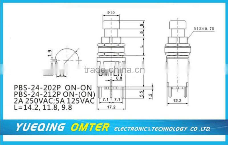 PBS-24-202P 250V low voltage push button switch