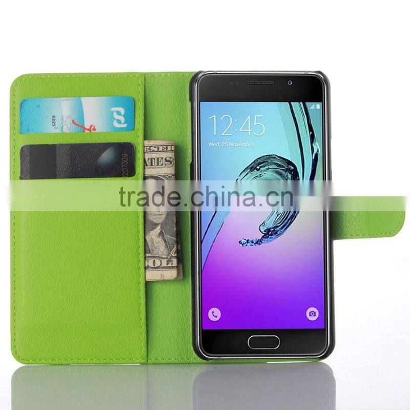 Factory Price Lichee Leather Pouch Wallet Case Folio Stand Cover for Samsung GALAXY A3 A310