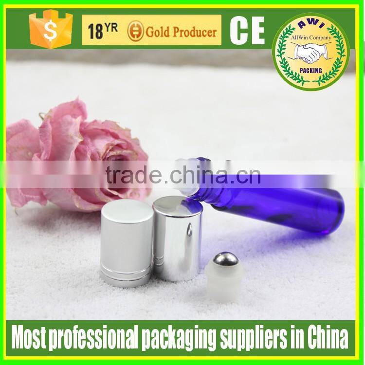 black essential oil roller bottles with glass ball