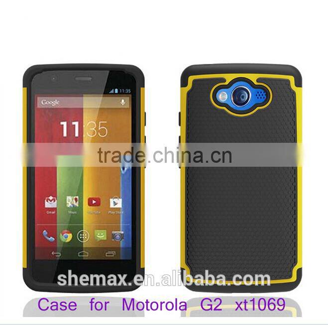 shockproof cover case for motorola moto g2/two in one hybrid back cover for moto g2 xt1069