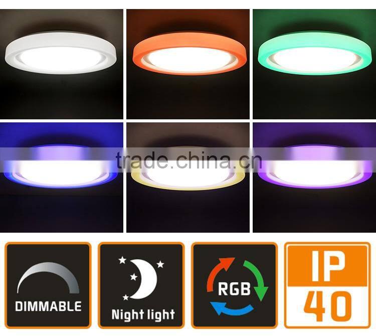 22W Dimmable RGB Single CCT LED Ceiling Light with Remote for Home