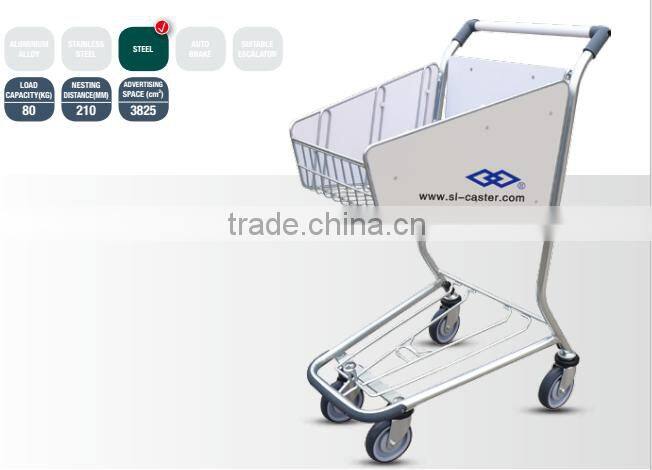 Airport chrome plating steel shopping hand cart