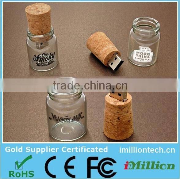 new products 2014 glass bottle usb 2.0 4gb 8gb 16gb