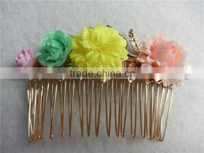 Mint Rose Hair Comb Floral Pearls Bridal Hair Comb Wedding Flower Hair Piece Metal Comb Seafoam Light Aqua FHCOC3001-2