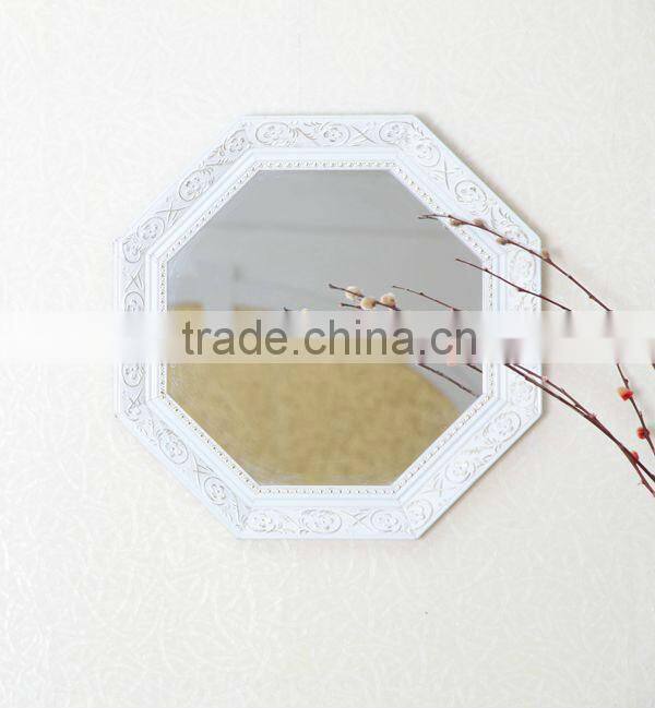 Octagonal White Framed Hotel Vanity Mirror
