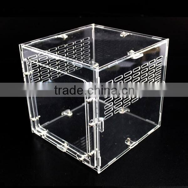 Acrylic Locking Display Case with Sliding Back and 3 Shelves