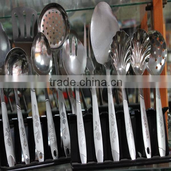 Plastic handle disposable half tong travel stainless steel forks knives and spoons flatware set