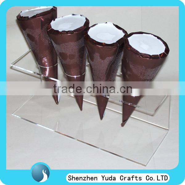 Clear plexiglass ice cream cone display holder case plastic ice cream cone holders