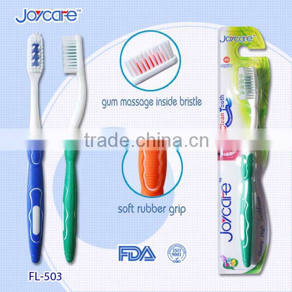 Hot selling personalized adult toothbrush with gum massage head