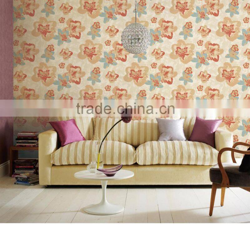 paining effect black and white flower wallpaper for living room