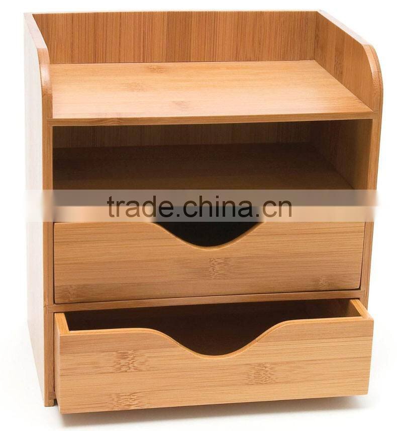 Natural Bamboo 4-Tier Desk Organizer , Brown