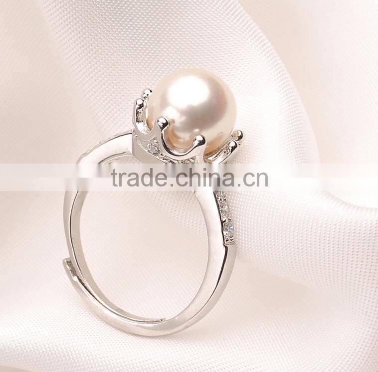 Latest design finger ring silver 925 wedding jewelry pearl rings