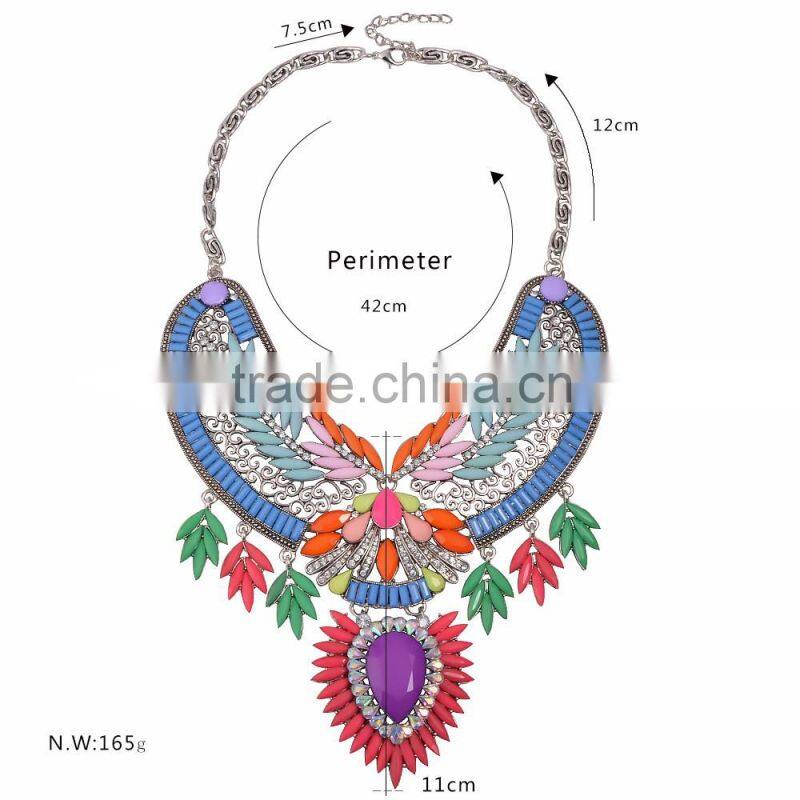 2016 latest design beads necklace flower statement jewelry for women