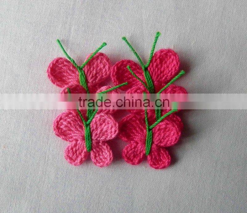 Crochet Pink Butterfly Appliques,Accessories,Supplies,Valentine