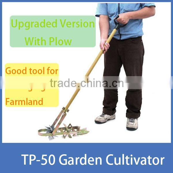 garden hand tools of simple structure,long handle manual hand rotary garden cultivator for weed ripper