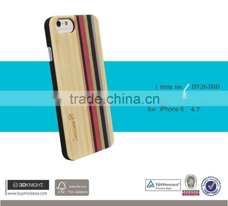 Factory OEM ODM Mix Colored Wood Custom Hard Back Natural Bamboo Cover for iPhone 6, for iPhone 6s Bamboo Case, Bamboo PC Case