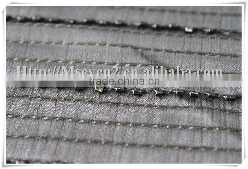 Newest useful elegant chiffon beaded voile fabric with Goldline for dress