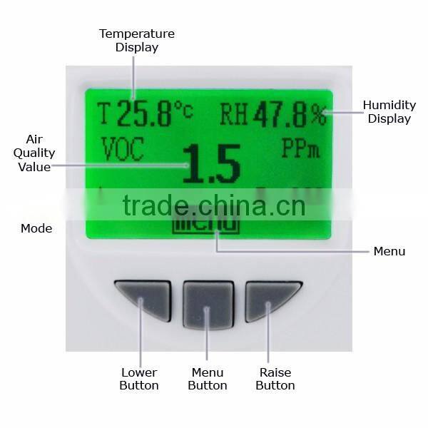 Wallmount Desktop Gas Detector Air Quality Meter VOC Tester Humidity Temperature Display Color Indicator