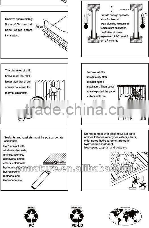 Polycarbonate hollow sheet sun sheet