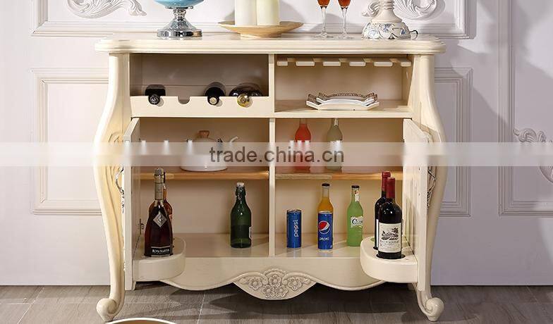 New design neoclassic solid wood chrysanthemum carving two doors sideboard